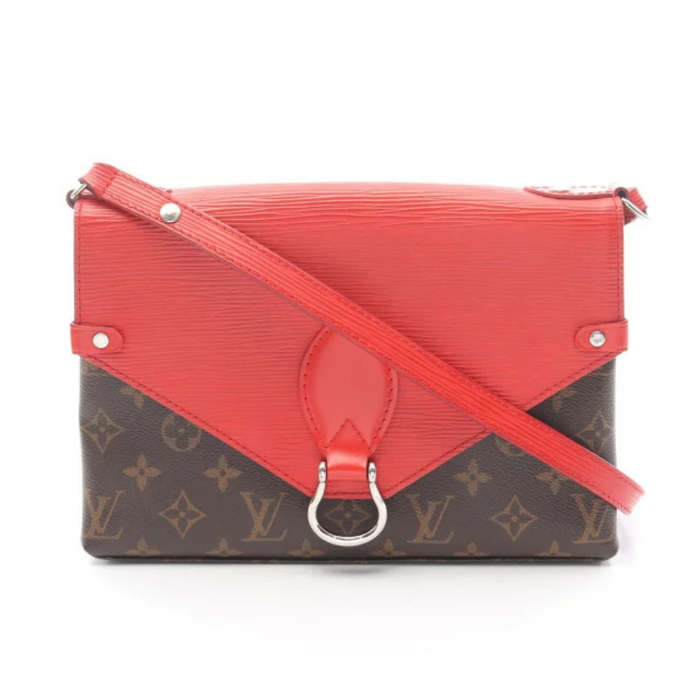 Louis Vuitton Saint Michel Shoulder Bag Canvas Leather Epi Monogram Brown Red
